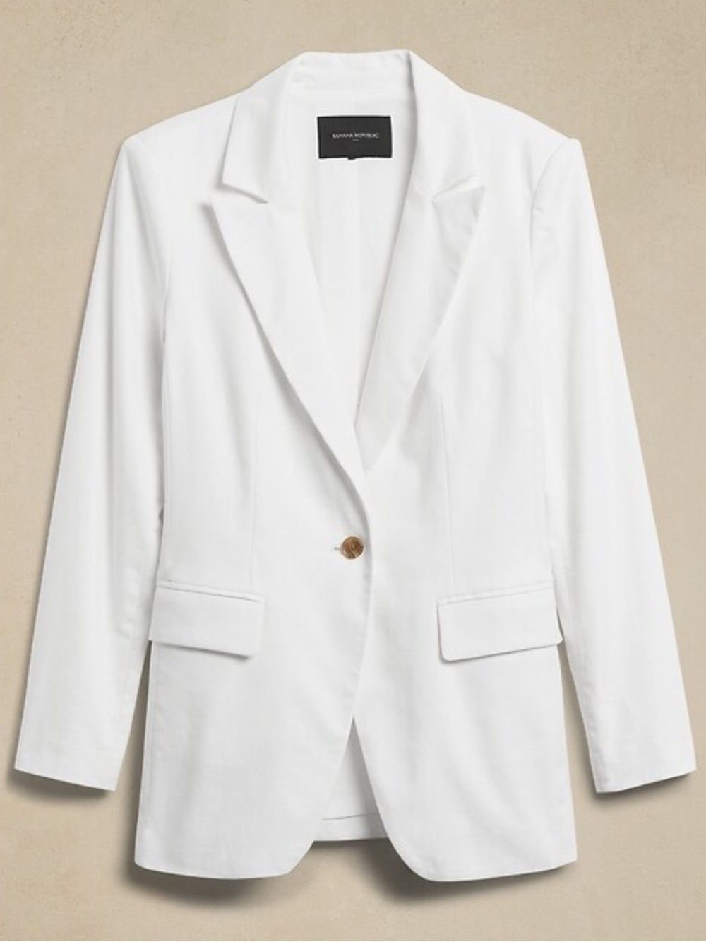 Banana Republic White Long  and Lean Linen-Blend Blazer  Size 16